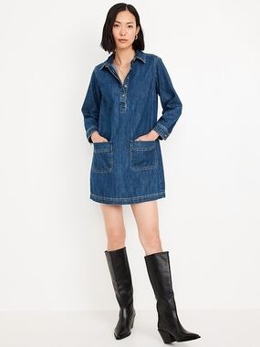 Old Navy Jean Popover Shirt Dress